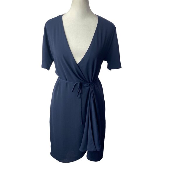BABATON Aritzia Women Wrap Dress Above Knee Short Sleeves Sz XXS Blue 90-7 - Picture 5 of 10